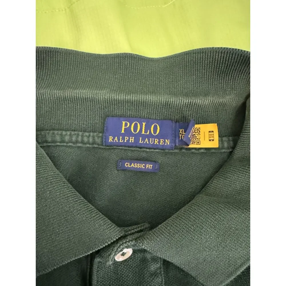 Polo Ralph Lauren Polo Shirt Men XL Dark Green Classic Fit Pique Cotton Preppy